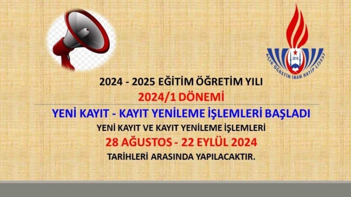 2024/1 DÖNEMİ YENİ KAYIT VE KAYIT YENİLEME İŞLEMLERİ